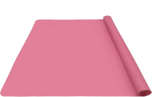 24 X 20Inch X-Large Reusable Silicone Table Mat Child Kids Dinner Placemat Desk Countertop Waterproof Protector Heat Insulation Kitchen Pastry Rolling Dough Pad Tool (Pink).