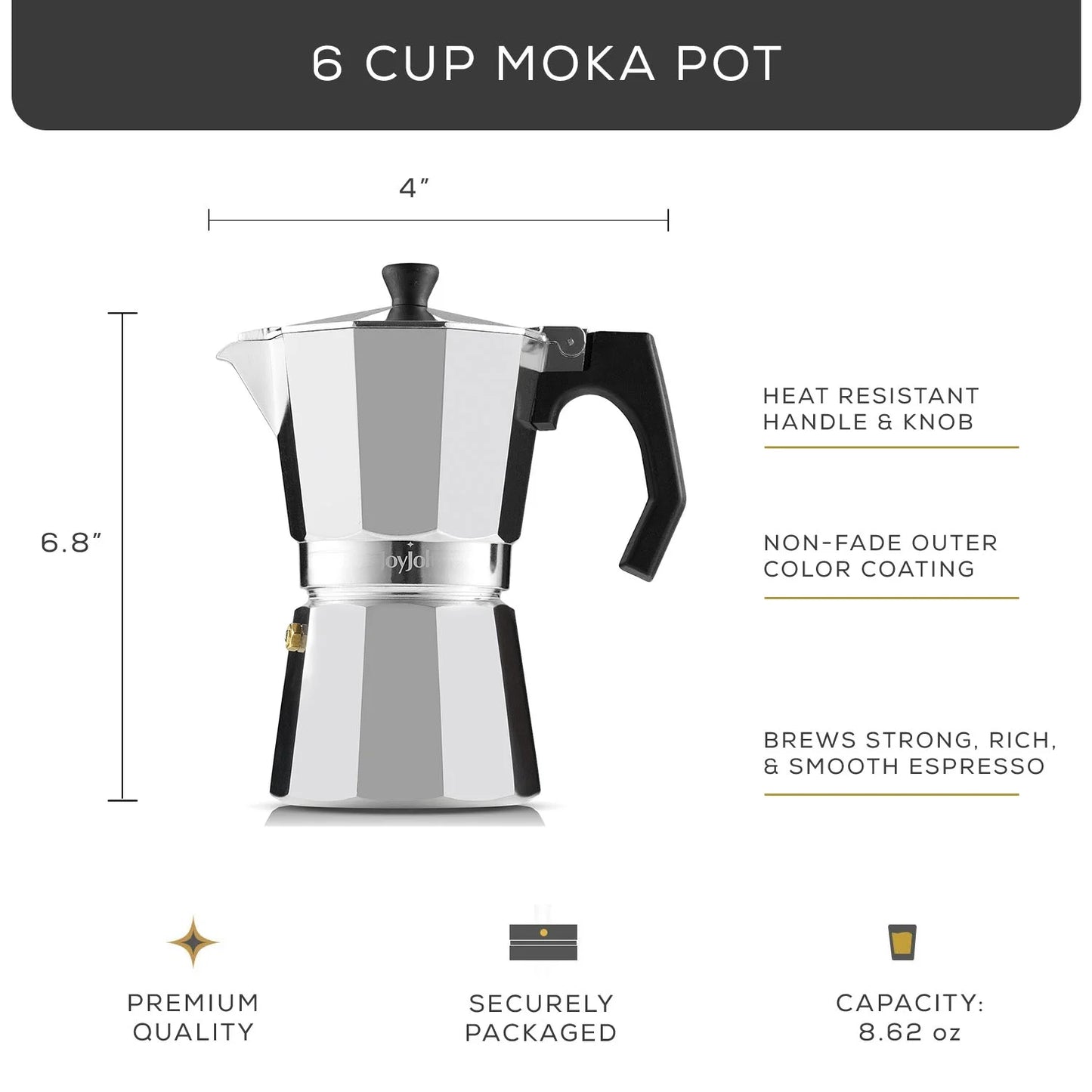 Italian Moka Pot Stovetop Aluminum Espresso Maker [6 Cup]- Ombre Orange.