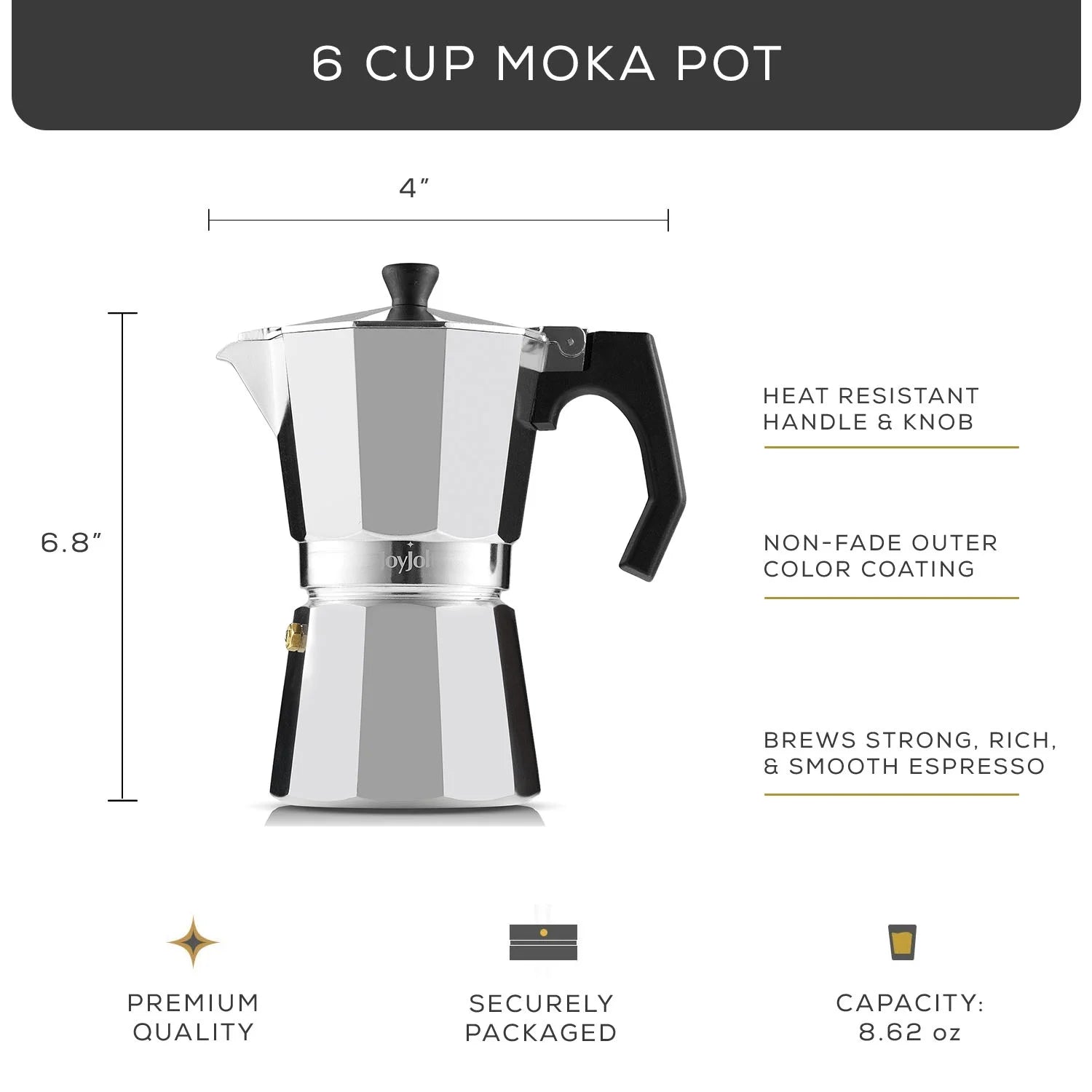 Italian Moka Pot Stovetop Aluminum Espresso Maker [6 Cup]- Ombre Orange.