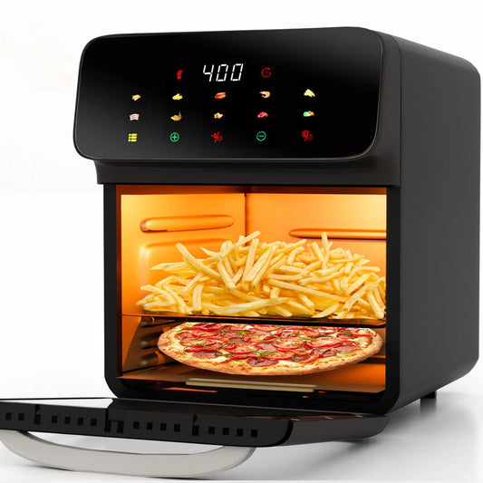 Air Fryer 12QT Convection Oven with 10-In-1 Multi Function, Visible Window and Touchscreen, Black.