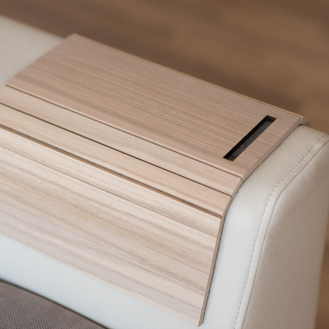 Sofa Arm Tray Table Couch Bedside Wood Coaster Coffee Cup Foldable Armrest Caddy End Protector Folding Living Room Furniture Mat Tv Chair Tables Trays with Phone Holder.