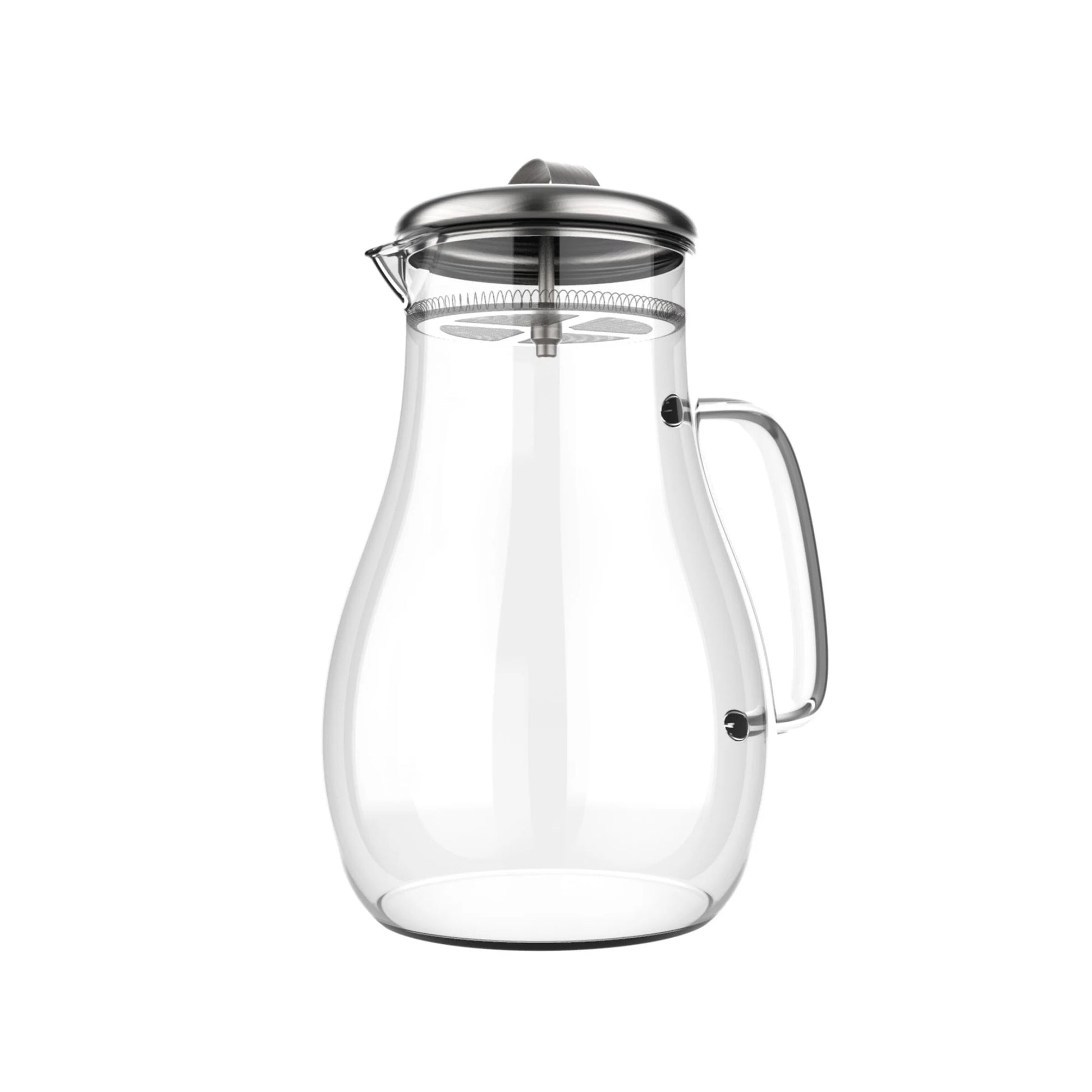 64Oz Hot, Cold Glass Pitcher Carafe with Stainless Steel Filter Lid by.