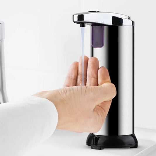 Automatic Liquid Soap Dispenser Touchless Battery Operated Stainless Steel Silver.