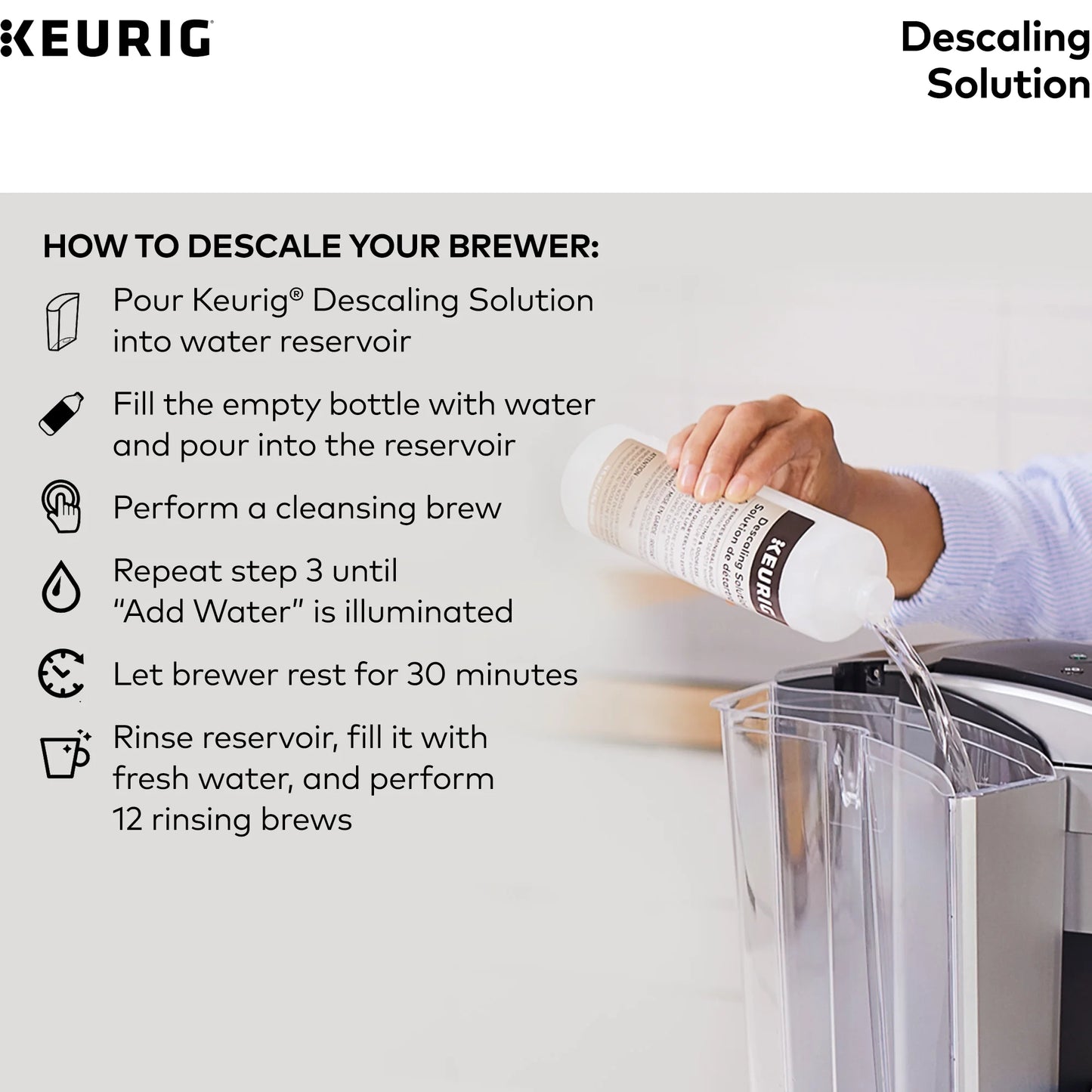 Descaling Solution for All  2.0 and 1.0 Coffee Makers.