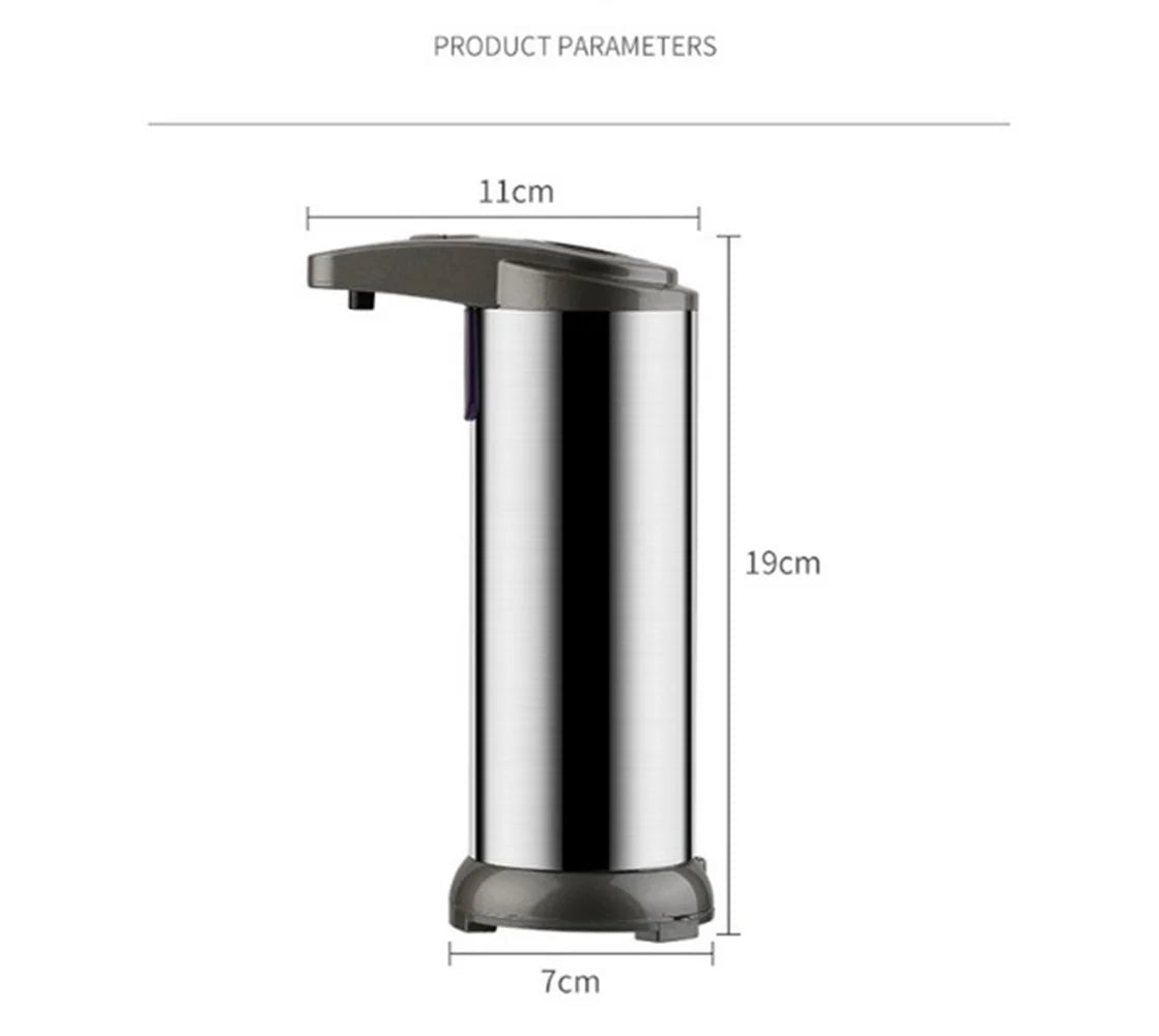 Automatic Liquid Soap Dispenser Touchless Battery Operated Stainless Steel Silver.