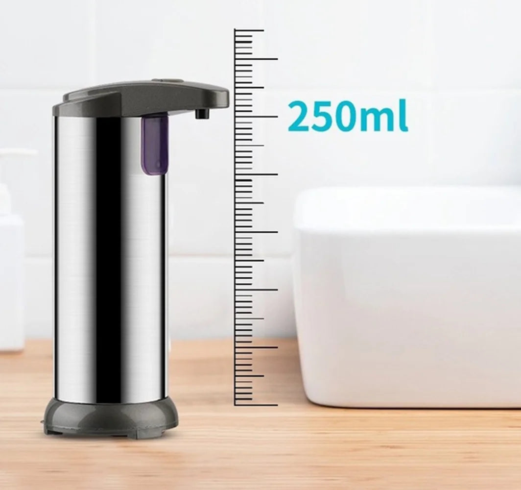 Automatic Liquid Soap Dispenser Touchless Battery Operated Stainless Steel Silver.