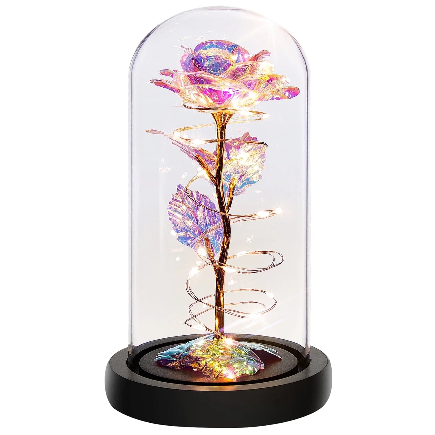 Roses Gifts for Women, Mom Birthday Gifts, Colorful Artificial Flower Rose Light Gift in a Glass Dome, Gifts for Daughter Women Mom Rose Gifts for Mothers Day, Valentines Day, Anniversary.