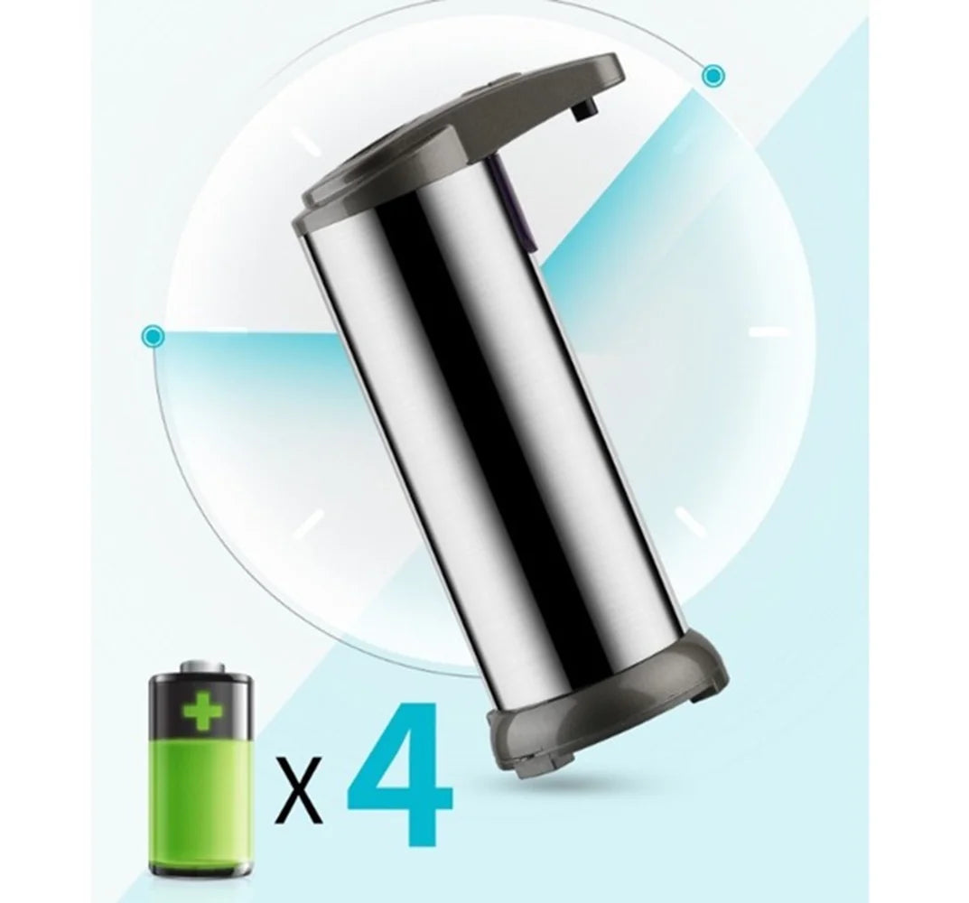 Automatic Liquid Soap Dispenser Touchless Battery Operated Stainless Steel Silver.