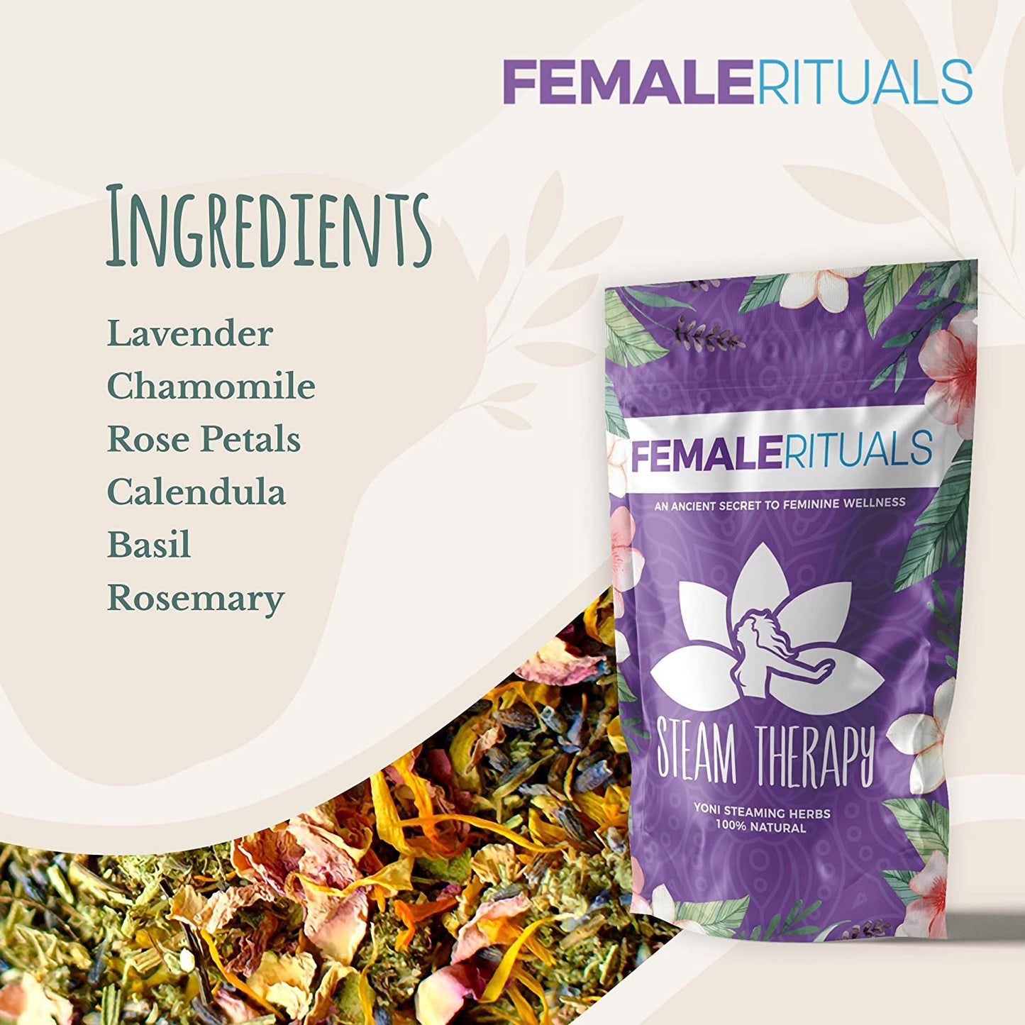 Yoni Steam Herbs - 2oz Natural Blend for Detox, Menstrual Support & PH Balance - Gentle Herbal Mix for Vaginal Steaming & Cleansing.