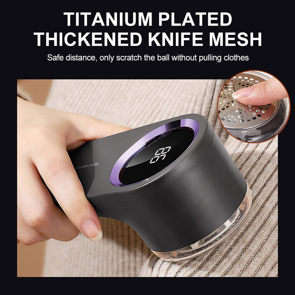 Electric Lint Remover Clothes Fabric Sweater Fuzz Shaver Recharge Power Display.