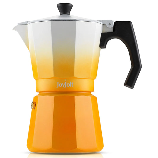 Italian Moka Pot Stovetop Aluminum Espresso Maker [6 Cup]- Ombre Orange.