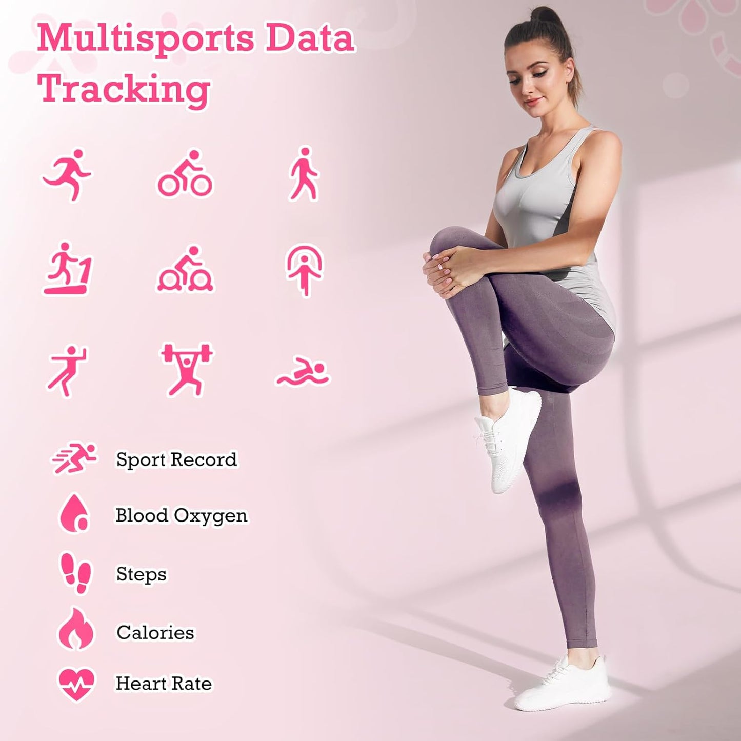 Light Pink Smart Ring Health Tracker - Waterproof Fitness Ring with Heart Rate & Sleep Monitoring, Activity Tracking, Air Gestures, 7-Day Battery for iOS & Android.