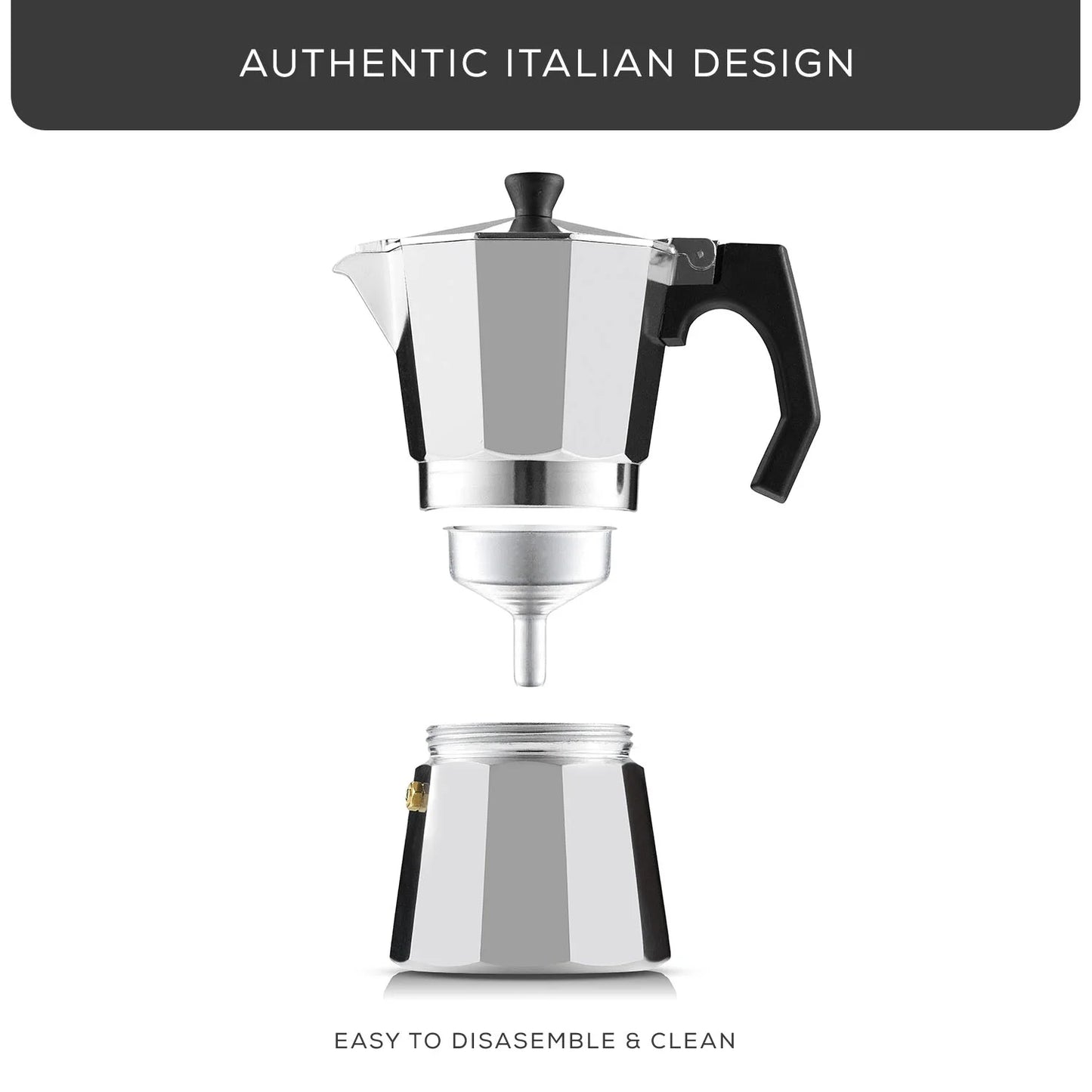 Italian Moka Pot Stovetop Aluminum Espresso Maker [6 Cup]- Ombre Orange.
