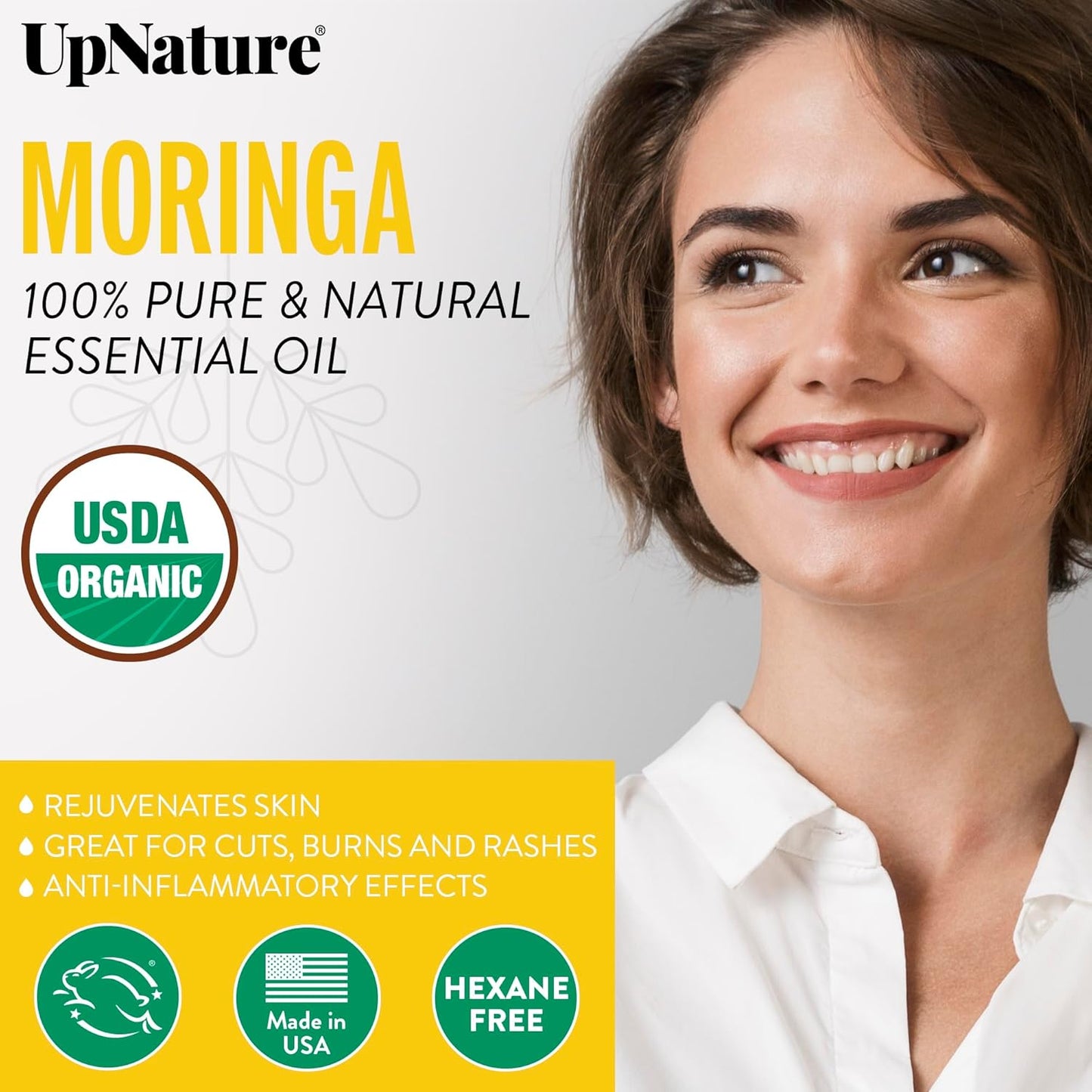 Moringa Oil Organic 4 OZ – USDA Certified Organic Moringa Seeds Oil - Moringa Oil for Face, Moringa Oleifera for Hair Growth - Therapeutic Grade, Undiluted, Non-Gmo.