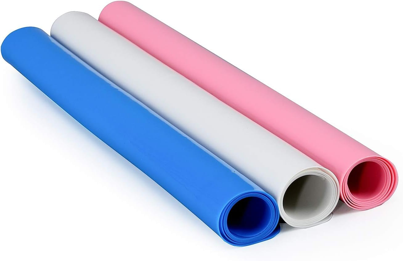 24 X 20Inch X-Large Reusable Silicone Table Mat Child Kids Dinner Placemat Desk Countertop Waterproof Protector Heat Insulation Kitchen Pastry Rolling Dough Pad Tool (Pink).