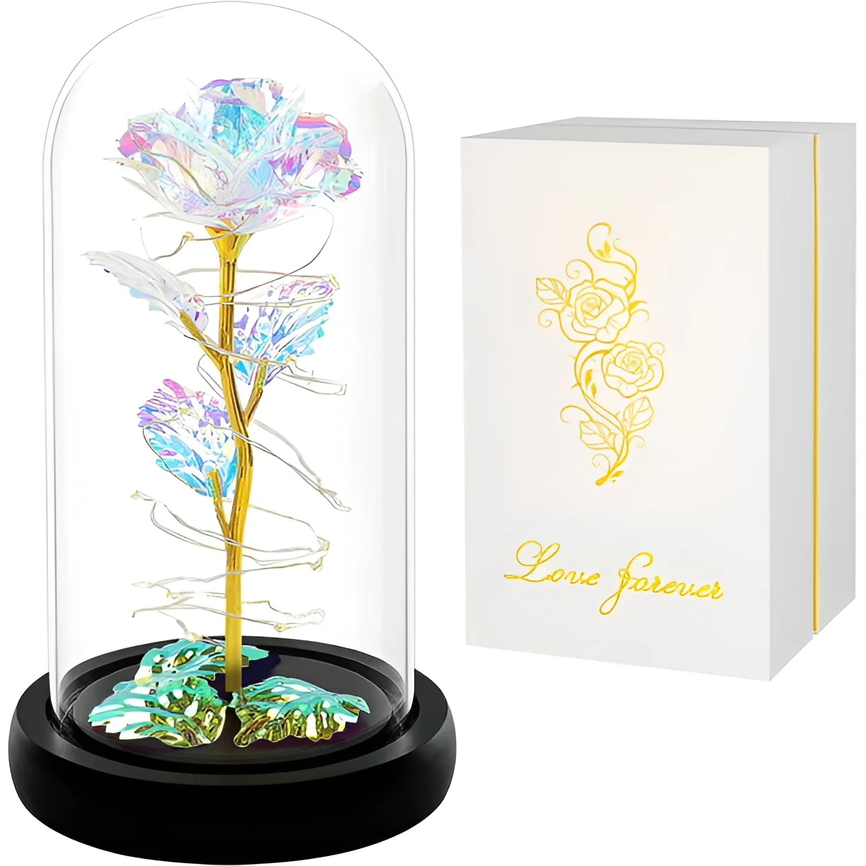 Roses Gifts for Women, Mom Birthday Gifts, Colorful Artificial Flower Rose Light Gift in a Glass Dome, Gifts for Daughter Women Mom Rose Gifts for Mothers Day, Valentines Day, Anniversary.