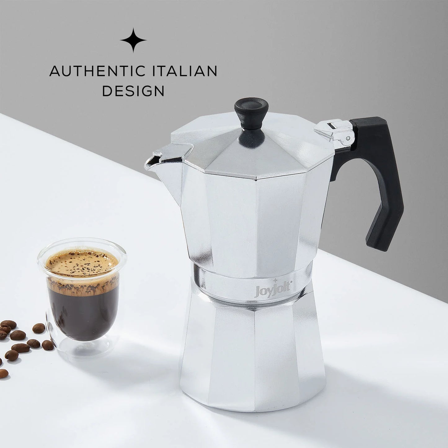Italian Moka Pot Stovetop Aluminum Espresso Maker [6 Cup]- Ombre Orange.