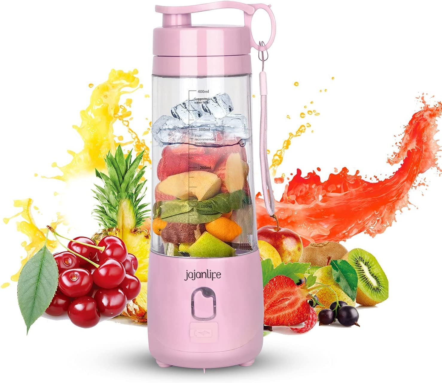 Portable Blender Personal Size Blender for Shakes and Smoothies 4000Mah Rechargeable Mini Travel Blender with 3D Six Blades 13.5Oz Fruit Mixer Cup for Home, Sports, Outdoor (Pink).