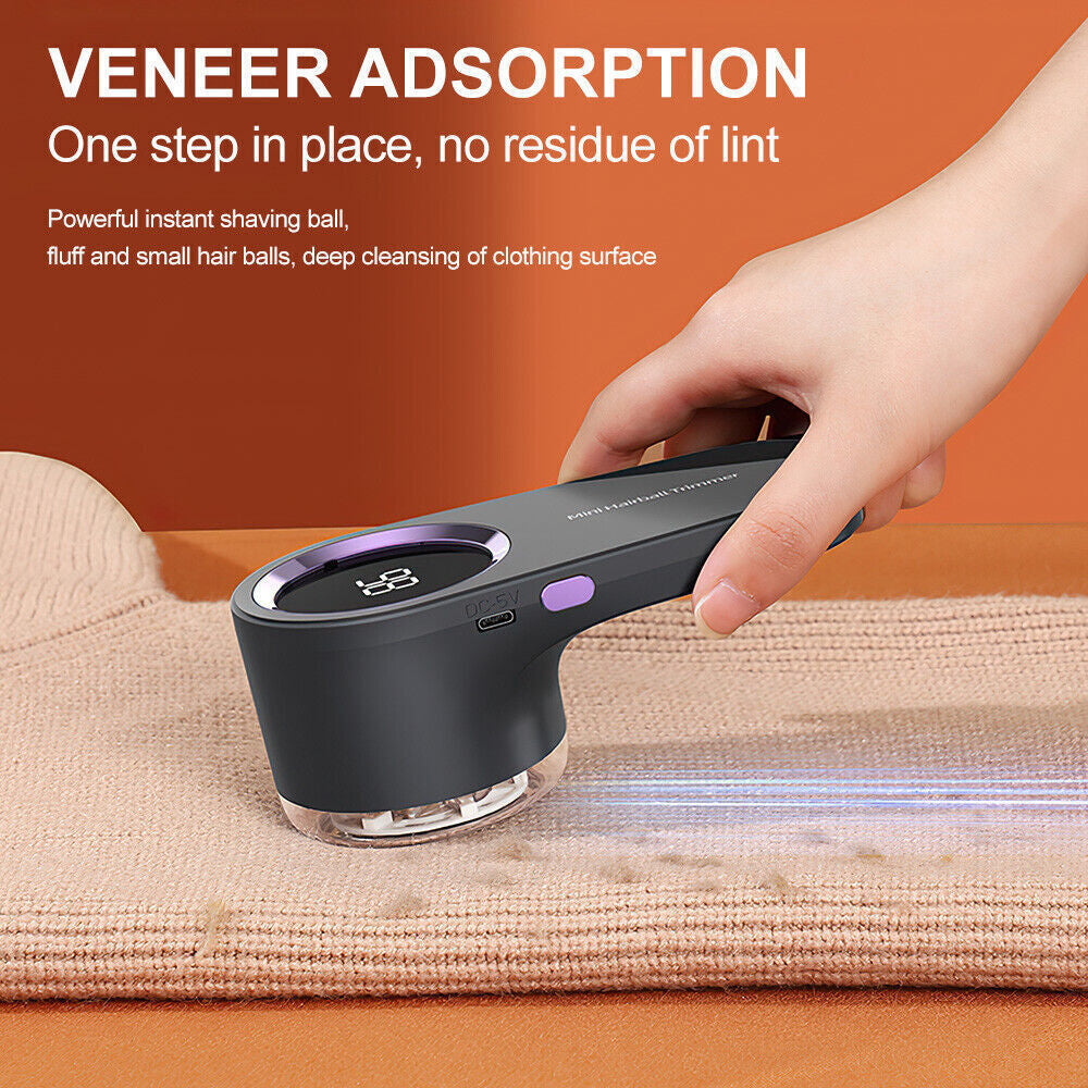 Electric Lint Remover Clothes Fabric Sweater Fuzz Shaver Recharge Power Display.